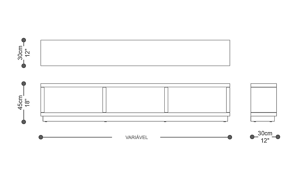 Image of the main dimensions of the product